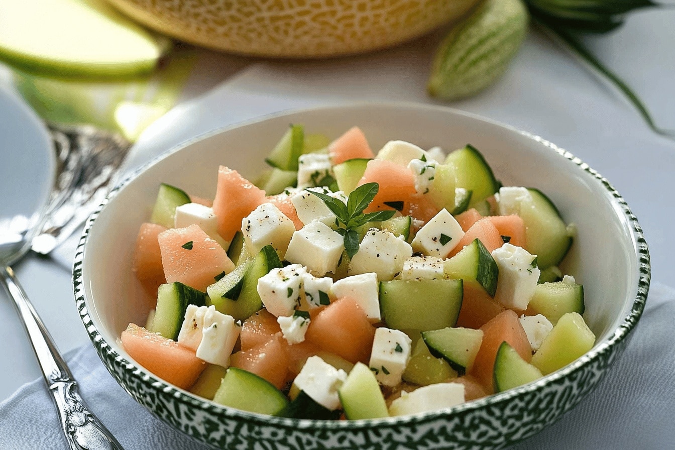 Salade fraîcheur melon concombre feta : une recette simple et délicieuse