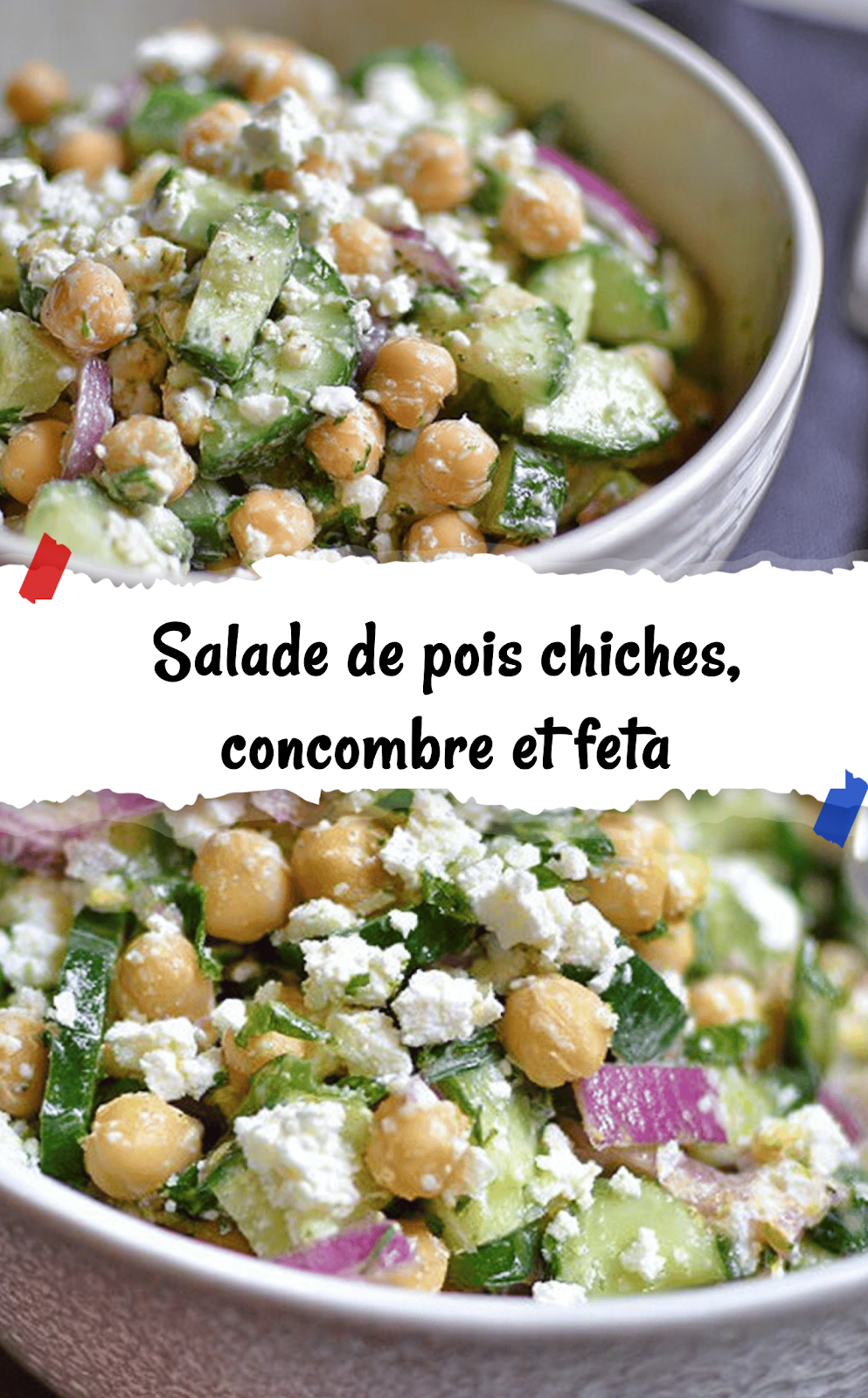 Salade de pois chiches, concombre et feta 